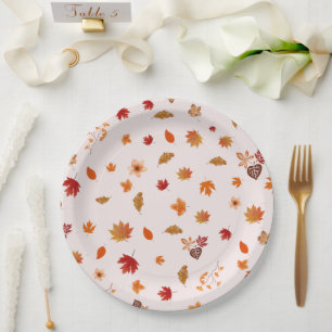 Waterverf Herfstbloesems Val Botanisch Patroon Papieren Bordje