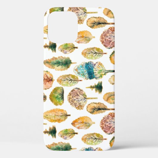 Waterverf herfstbomen, naadloos patroon. Case-Mate iPhone case (Achterkant)