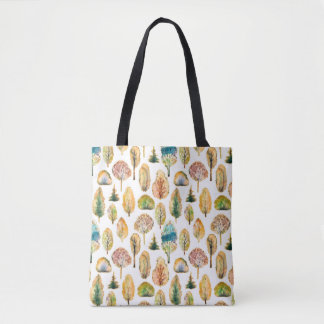 Waterverf herfstbomen, naadloos patroon. tote bag