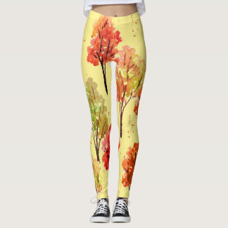 Waterverf herfstbomen: naadloze illustratie leggings