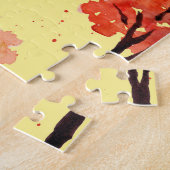 Waterverf herfstbomen: naadloze illustratie legpuzzel (Zijkant)