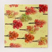 Waterverf herfstbomen: naadloze illustratie legpuzzel (Horizontaal)