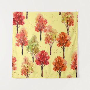 Waterverf herfstbomen: naadloze illustratie wandkleed