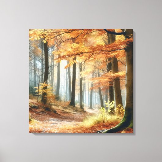 Waterverf herfstbos: levendige Herfst kunst Canvas Afdruk (Voorkant)
