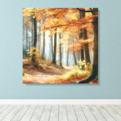 Waterverf herfstbos: levendige Herfst kunst Canvas Afdruk (Insitu (Houten vloer))