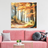 Waterverf herfstbos: levendige Herfst kunst Canvas Afdruk (Insitu (Woonkamer))