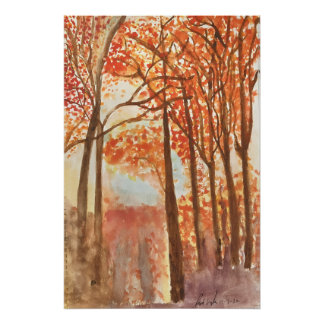 Waterverf herfstbos perfect poster
