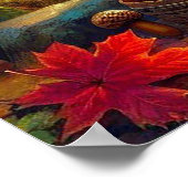 Waterverf herfstbos scène met eekhoorn poster (Hoek)