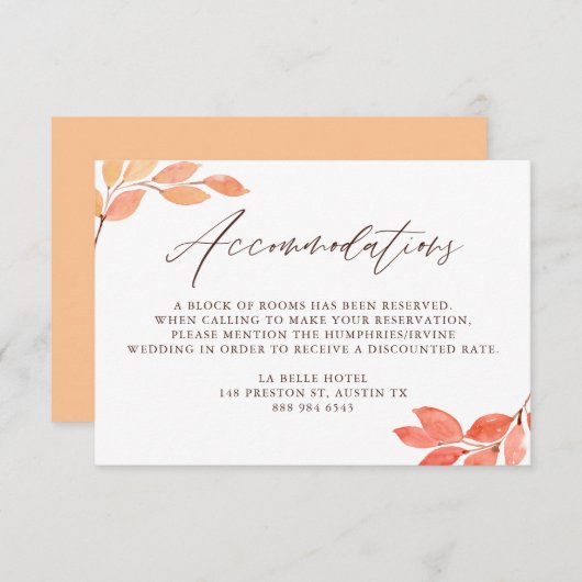 Waterverf herfstbruinbruidingen informatiekaartje (Voorkant / Achterkant)