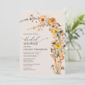 Waterverf herfstgeel oranje bruine wilde bloemen kaart (Staand voorkant)