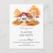 Waterverf Herfsthuis Verhuisaankondiging Briefkaart (Voorkant)