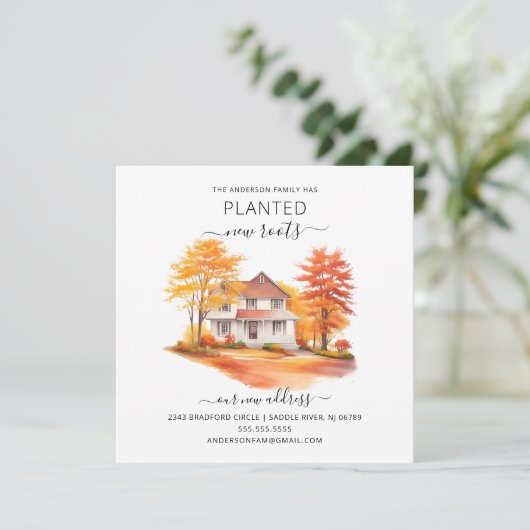 Waterverf Herfsthuis Verhuisaankondiging Kaart (Staand voorkant)