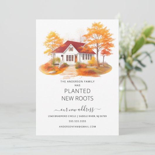 Waterverf Herfsthuis Verhuisaankondiging Kaart (Staand voorkant)