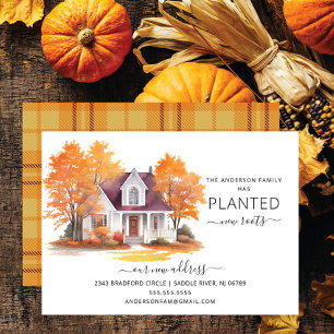 Waterverf Herfsthuis Verhuisaankondiging Kaart