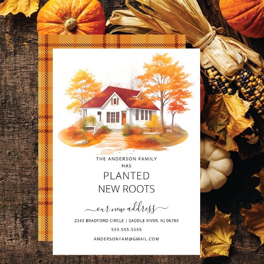 Waterverf Herfsthuis Verhuisaankondiging Kaart