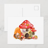 Waterverf herfstkabouter en champignonhuis briefkaart (Voorkant / Achterkant)