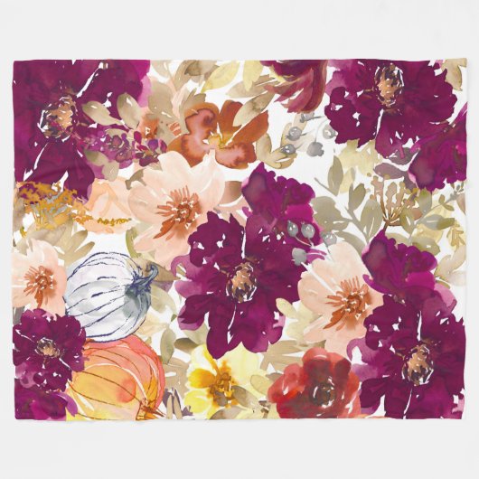 Waterverf herfstkleuren fleece deken (Voorkant (Horizontaal))