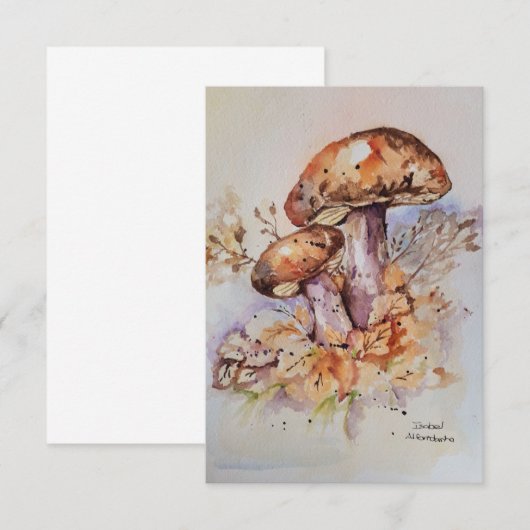 Waterverf herfstkleuren paddenstoelen informatiekaartje (Voorkant / Achterkant)