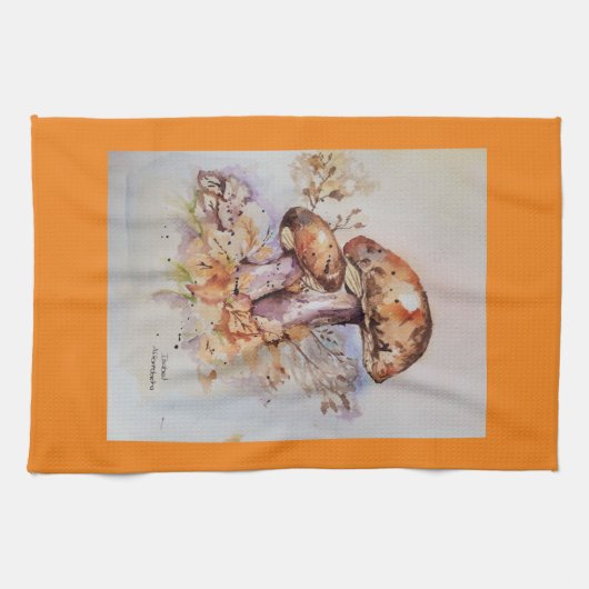 Waterverf herfstkleuren paddenstoelen theedoek (Horizontaal)