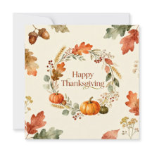 Waterverf Herfstkrans Gelukkig Thanksgiving