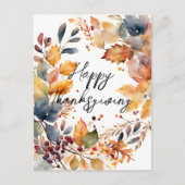 Waterverf herfstkrans Happy Thanksgiving Briefkaart (Voorkant)