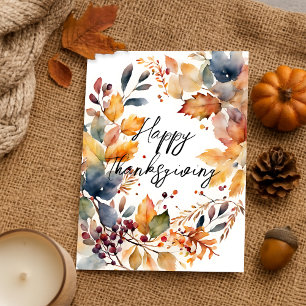 Waterverf herfstkrans Happy Thanksgiving Briefkaart