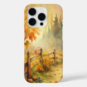 Waterverf herfstlandschap met rustieke uitstraling iPhone 16 pro hoesje