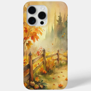 Waterverf herfstlandschap met rustieke uitstraling iPhone 15 pro max hoesje