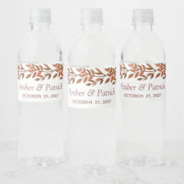 Waterverf herfstloof Bruiloft Waterfles Etiket