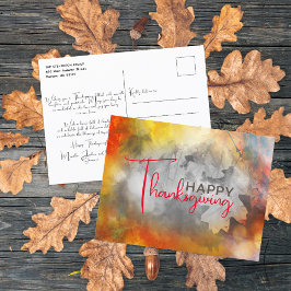 Waterverf Herfstloof Familie Thanksgiving Briefkaart