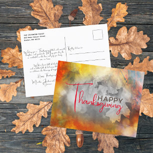 Waterverf Herfstloof Familie Thanksgiving Briefkaart