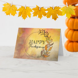 Waterverf Herfstloof Krans Thanksgiving Kaart