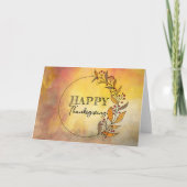 Waterverf Herfstloof Krans Thanksgiving Kaart (Voorkant)