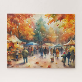 Waterverf Herfstmarktfestival, levendige Herfst Legpuzzel