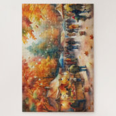 Waterverf Herfstmarktfestival, levendige Herfst Legpuzzel (Verticaal)