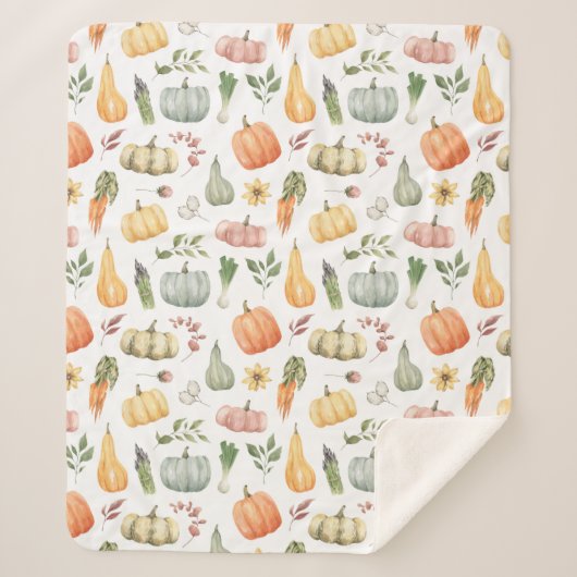 Waterverf herfstoogstpatroon sherpa deken (Voorkant)