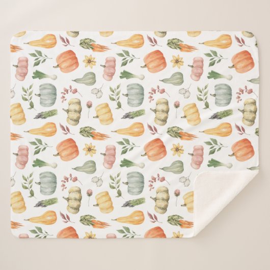 Waterverf herfstoogstpatroon sherpa deken (Voorkant (horizontaal))