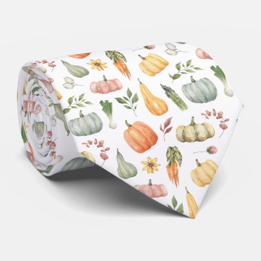 Waterverf herfstoogstpatroon stropdas (Opgerold)