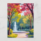 Waterverf herfstpark herfstloof briefkaart (Voorkant)