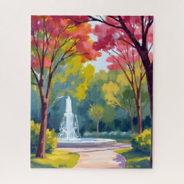 Waterverf herfstpark herfstloof legpuzzel