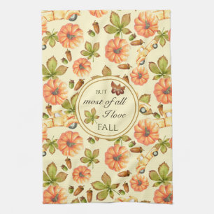 Waterverf  herfstpatroon theedoek