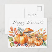 Waterverf herfstpompoen briefkaart (Voorkant / Achterkant)
