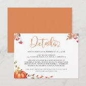 Waterverf herfstpompoen florale omhullingskaart informatiekaartje (Voorkant / Achterkant)