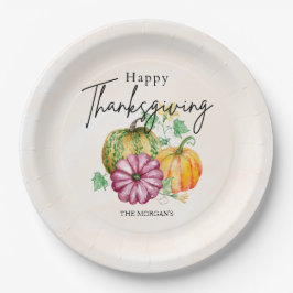 Waterverf herfstpompoen Happy Thanksgiving Papieren Bordje