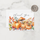 Waterverf herfstpompoen notitiekaartje (Voorkant / Achterkant in situ)