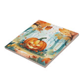 Waterverf Herfstpompoenbos Tegeltje (Zijkant)