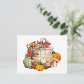 Waterverf herfstpompoenen, bladeren en bessen briefkaart (Staand voorkant)