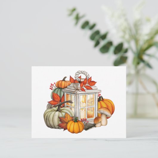 Waterverf herfstpompoenen, bladeren en bessen briefkaart (Staand voorkant)