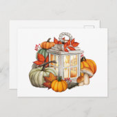 Waterverf herfstpompoenen, bladeren en bessen briefkaart (Voorkant / Achterkant)