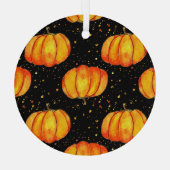 Waterverf herfstpompoenen, Halloween print Glas Ornament (Achterkant)